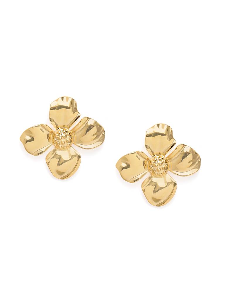 Golden Chunky Flower Earring : AVER10090