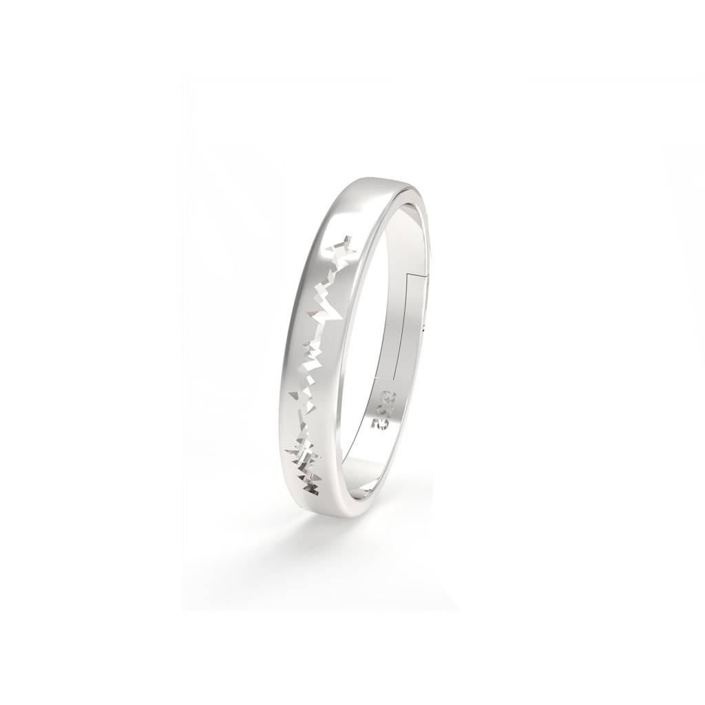 Silver Heart Beat Women'S Band Ring : ZLCPLR-1006-WW