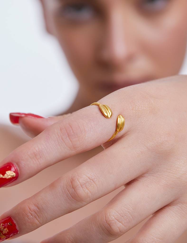 Golden Double Bean Ring : CF07EA