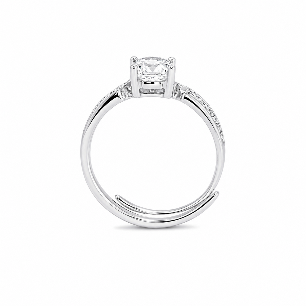 925 Silver Sparkling Cushion  Adjustable Ring : LR23280