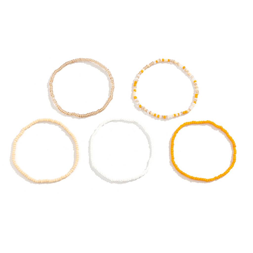 Multicolor Stretchable Bohemian Boho Elasticated Beaded Anklets : AMU0125AN899OR