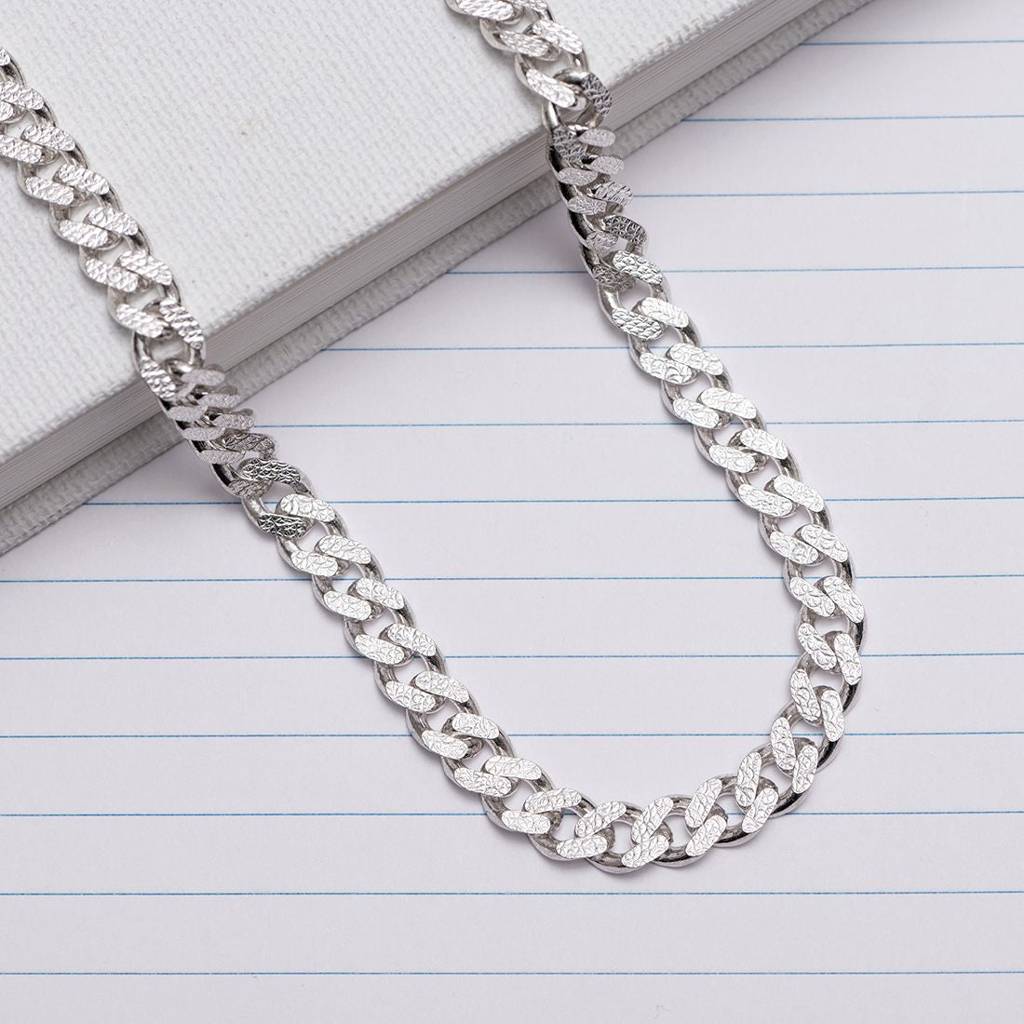 Masculine Links Rhodium Plated 925 Sterling Silver Men'S Chain : CH-10054-R-20-INCH