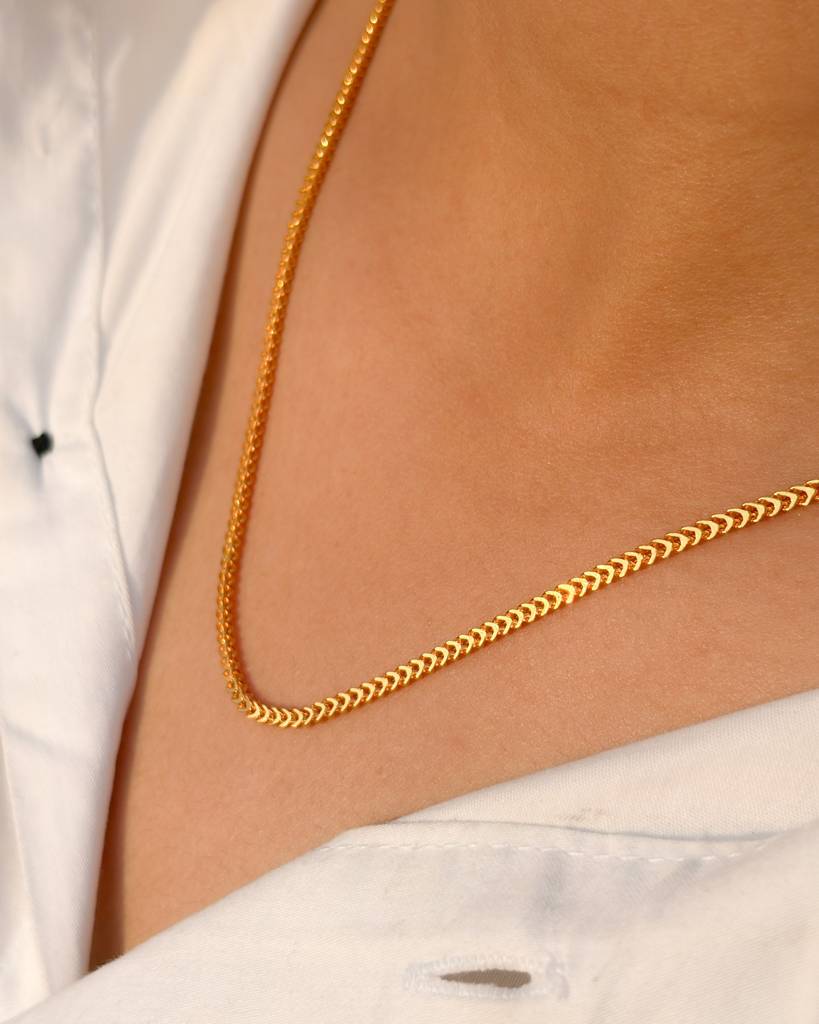 Gold Byzantine Chain For Women & Men | 22Kt Gold Plated | Pure 925 Sterling Silver : GP_CH076B_20