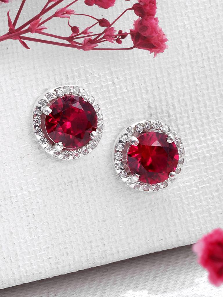 92.5 Silver Red Stone Earrings : U100SG004MY001