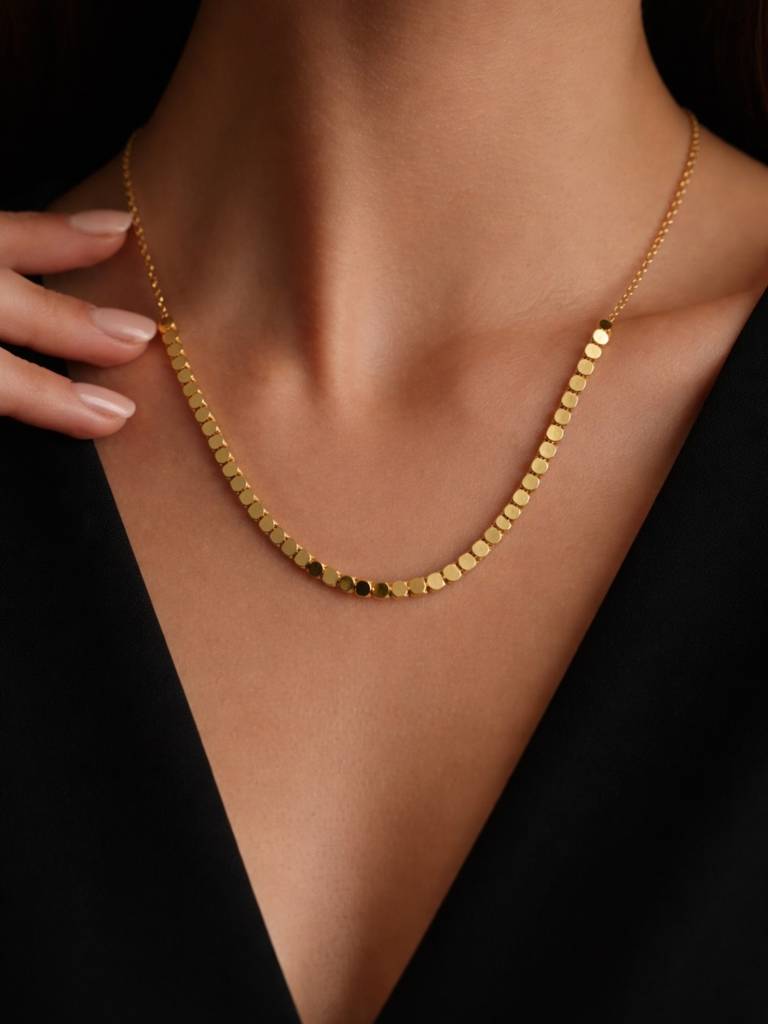 Quad Beads Chain Necklace – 18K Gold Plated Anti-Tarnish Neckpiece : ATC726QBC