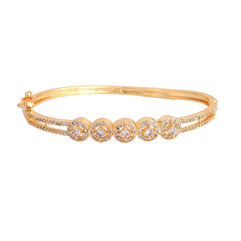 Delicate & Lightweight American Diamond Bracelet With Glossy Gold Plated For Women : AD-083-IGWEBR