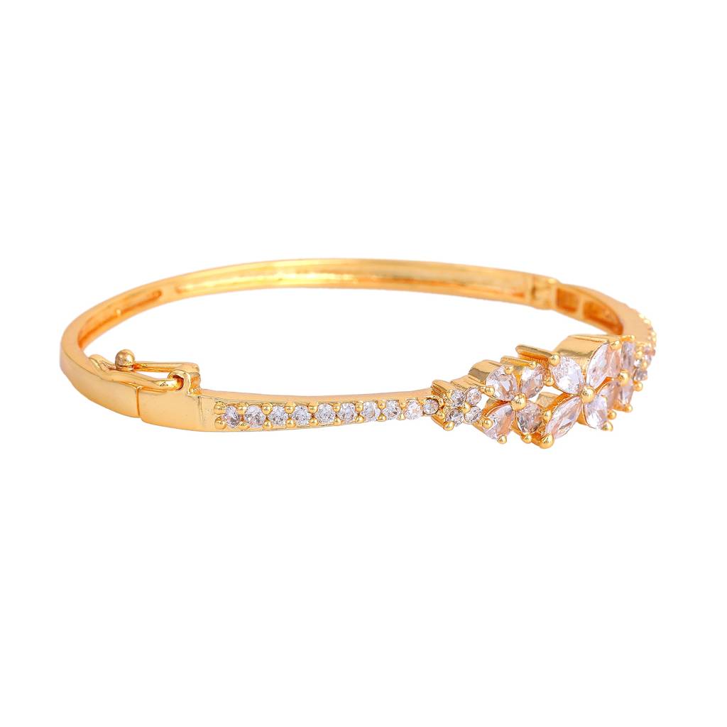 Eternal Spark: Sleek & Dazzling Gold Plated American Diamond Bracelet For Women : AD-080-IGWEBR