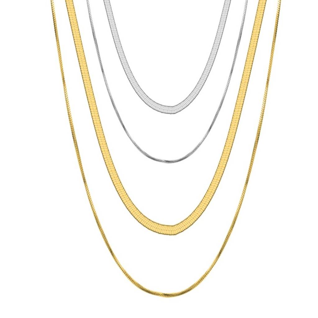 Double Layer Stainless Steel Snake Chain - Pack Of 2 : ATO0624NK003C