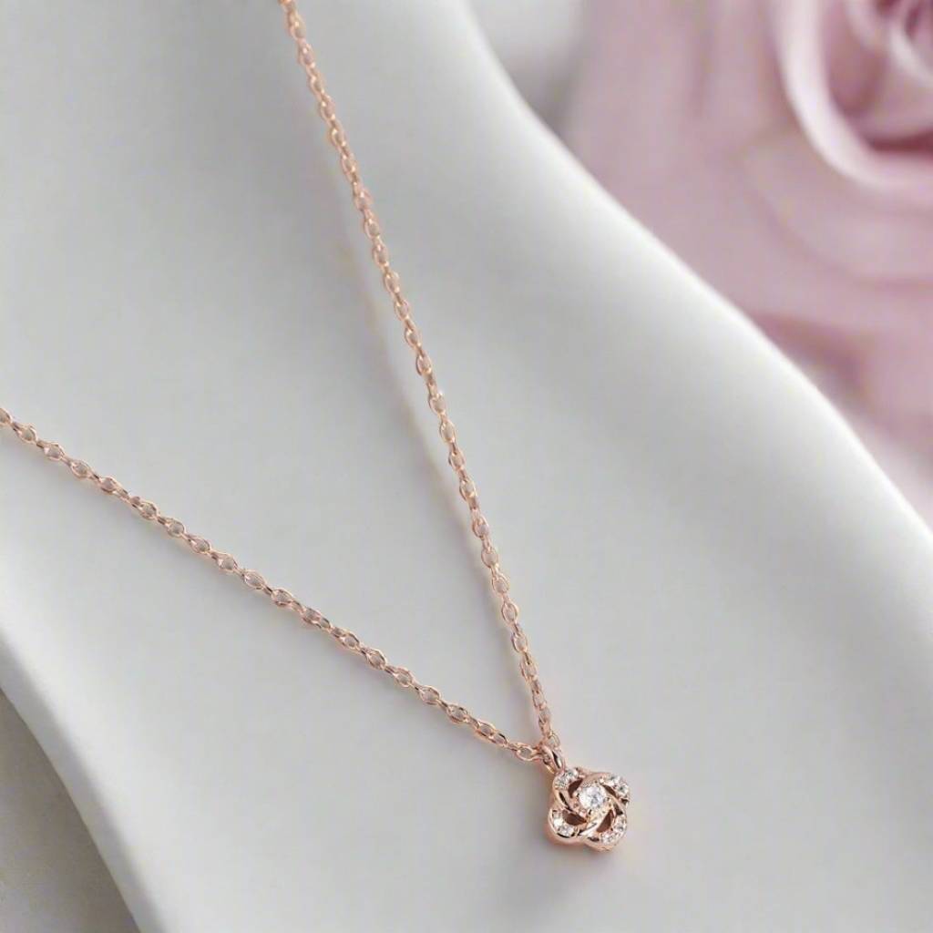 Radiance Rose Gold-Plated Cubic Zirconia Sterling Silver Necklace Chain : NL-30234-RG