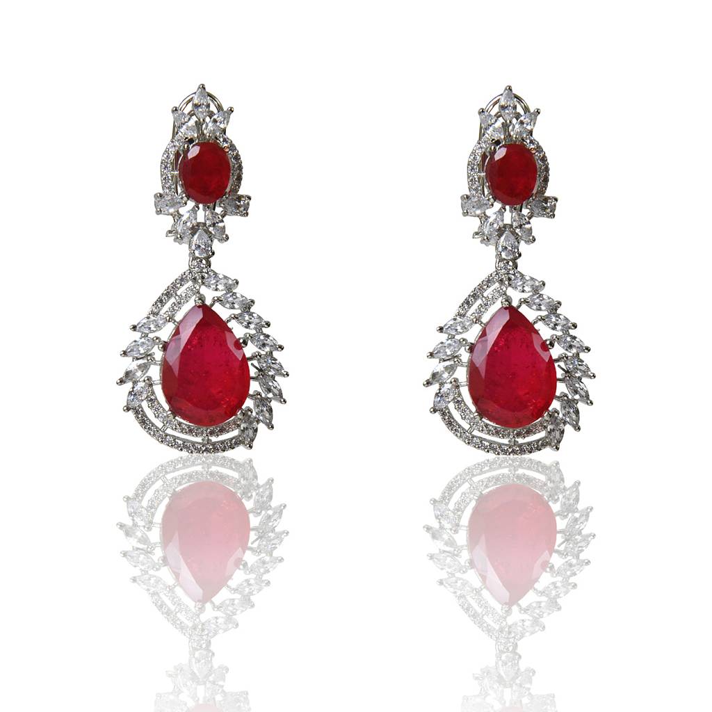 Red Zirconia Danglers