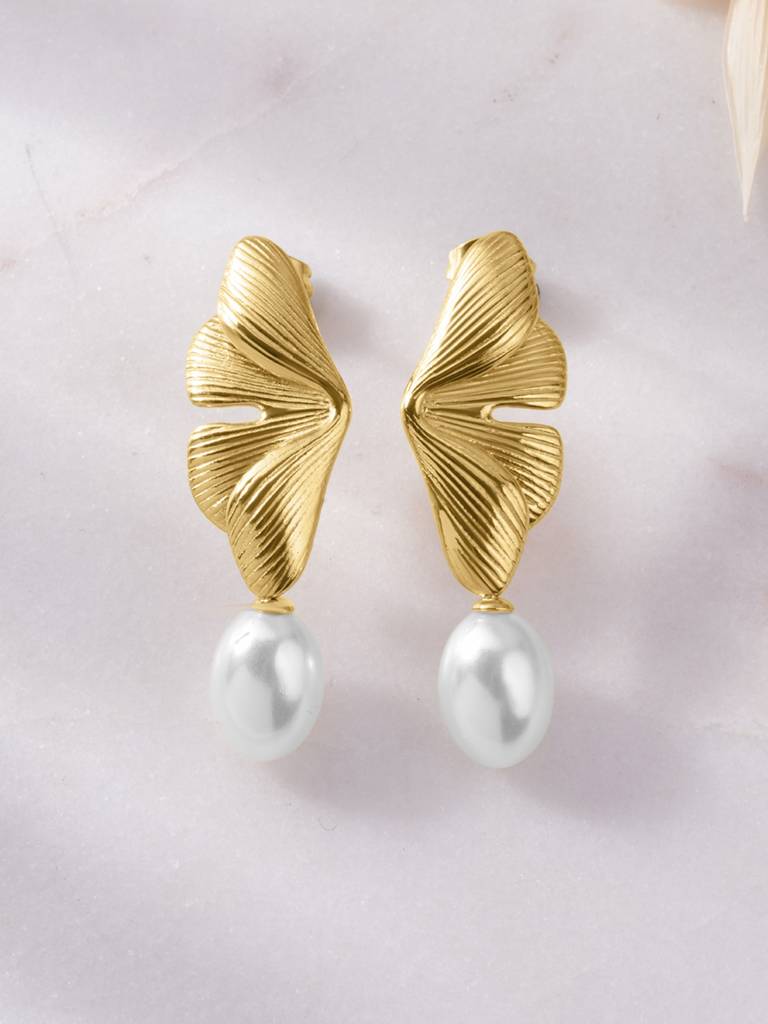 Palmonas Pearl Accent Wing Drop Earring For Women - Waterproof & Anti-Tarnish : ER0451