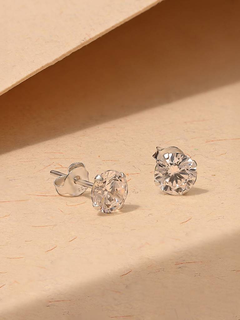 Classic Round Cz Stud Earrings : JDER2419