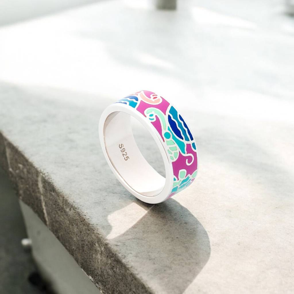 925 Silver Colour Oasis Enamel Ring : HP-RG-SSS-04-14