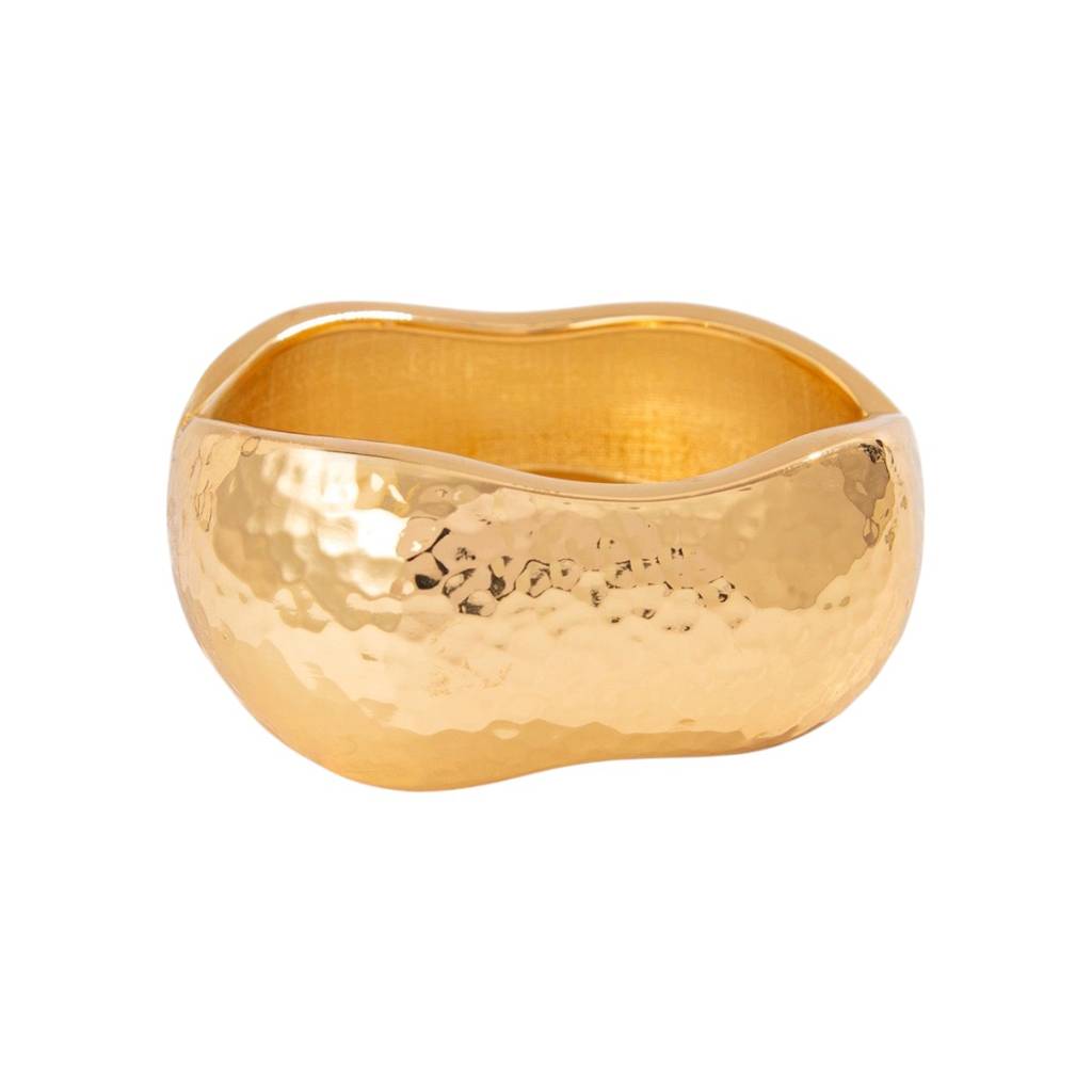 Glossy Gold/Silver Plated Bold Hammered Open Bangle Bracelet : AMU0125B544G
