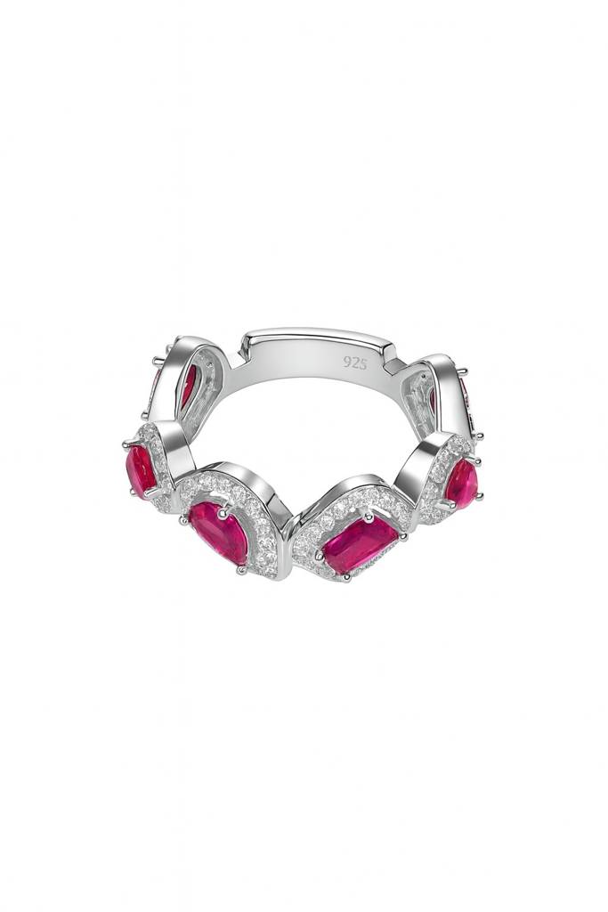 Allure Ruby Silver Ring : R104-WH-R-12