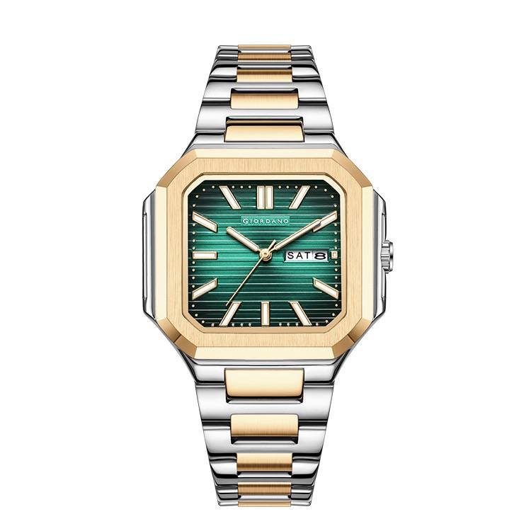 Giordano Square Formal Watch For Men – Textured Dial,Day & Date Display And Stylish Stainless Steel Strap : GZ-50140-44
