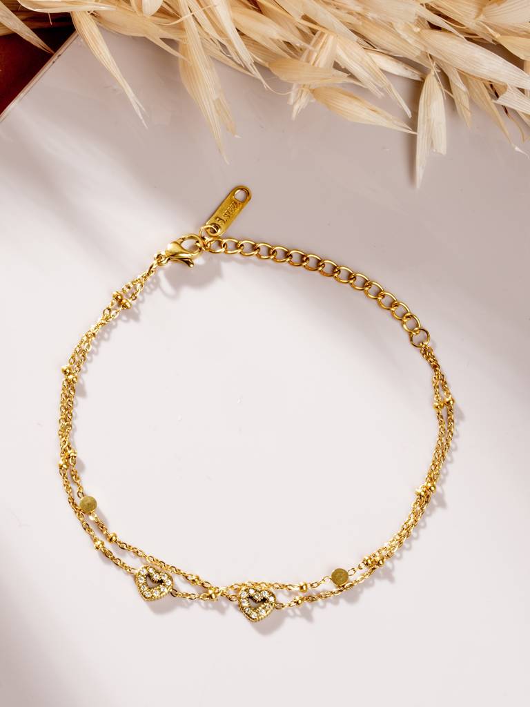 Palmonas Heart Outline Chain Bracelet For Women - Waterproof & Anti-Tarnish : BR0312