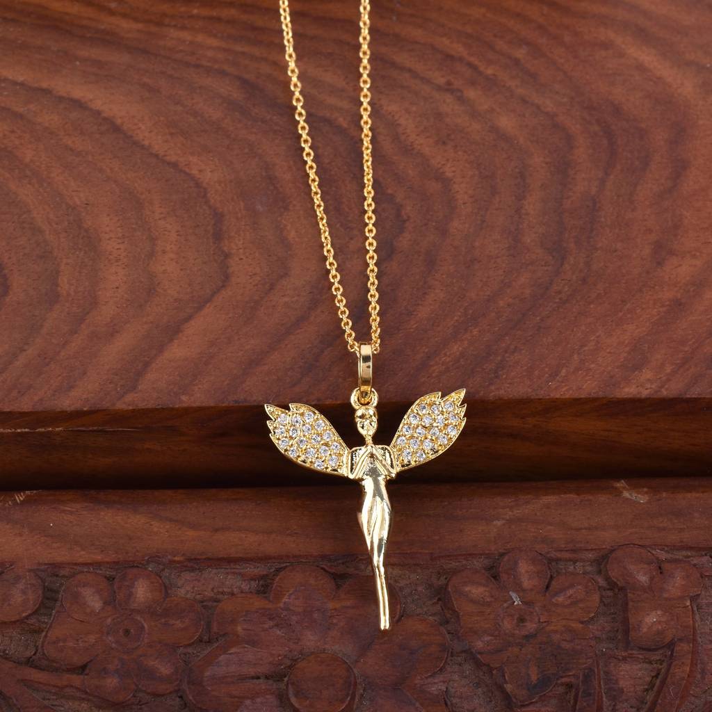 Celestial Grace Angel Pendant With Chain : SIPENGPCZ24