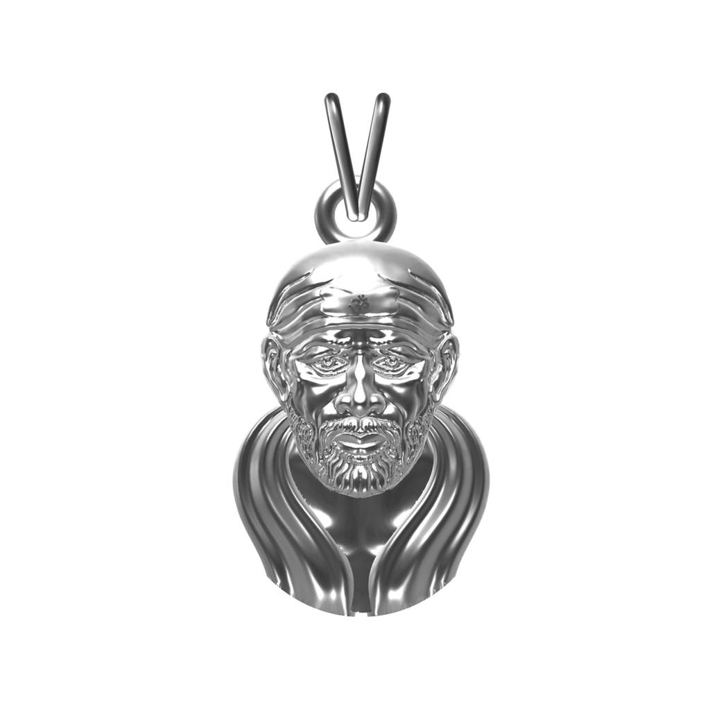 Silver Sai Baba Statuary Healing Pendant : ZLGDP-1009