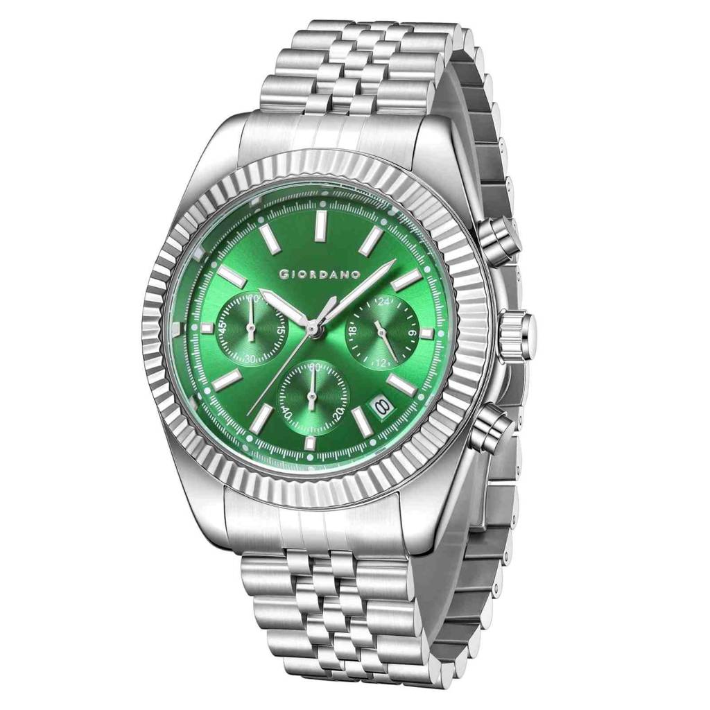 Giordano Chronograph Analog Watch For Men – Textured Bezel, Luminous Index Markers, Stainless Steel Strap & Date : GZ-50164-22