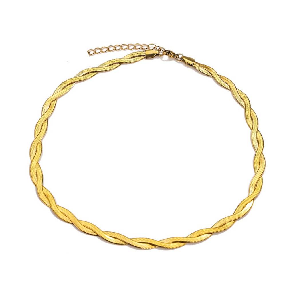 18K Gold Plated 5Mm Twisted Chain Necklace : ATO0624NK004G