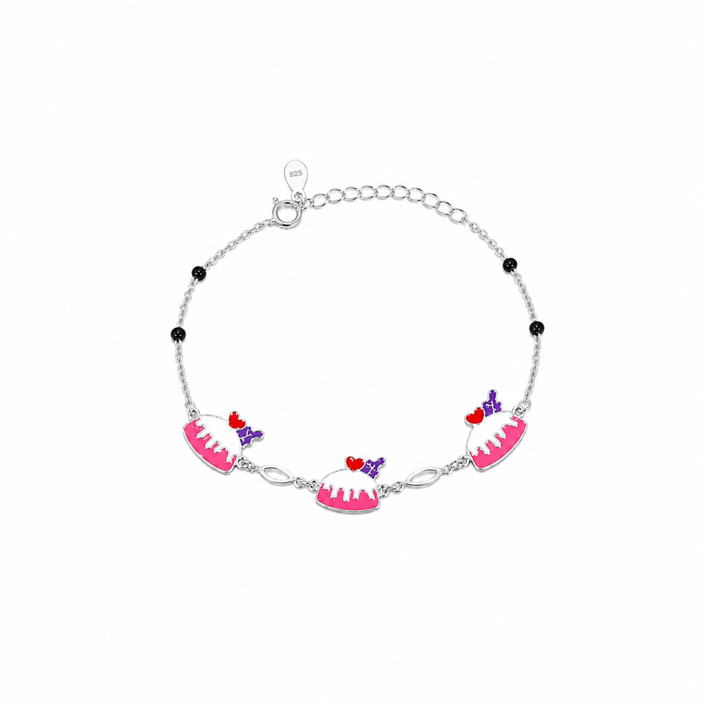 Silver Sweet Cake Enamel Kids Bracelet : LB12530