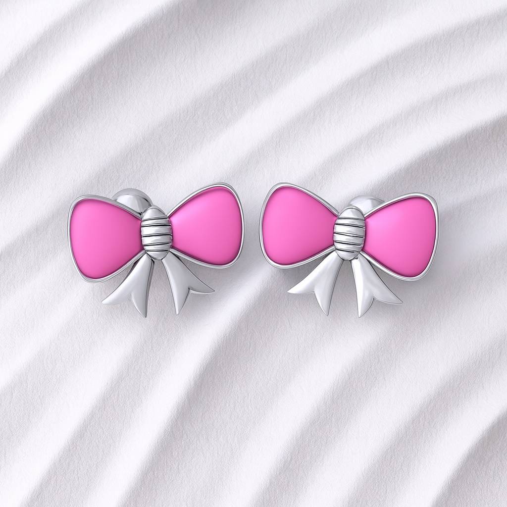 925 Pure Silver Bow Stud Earrings : TWP1331