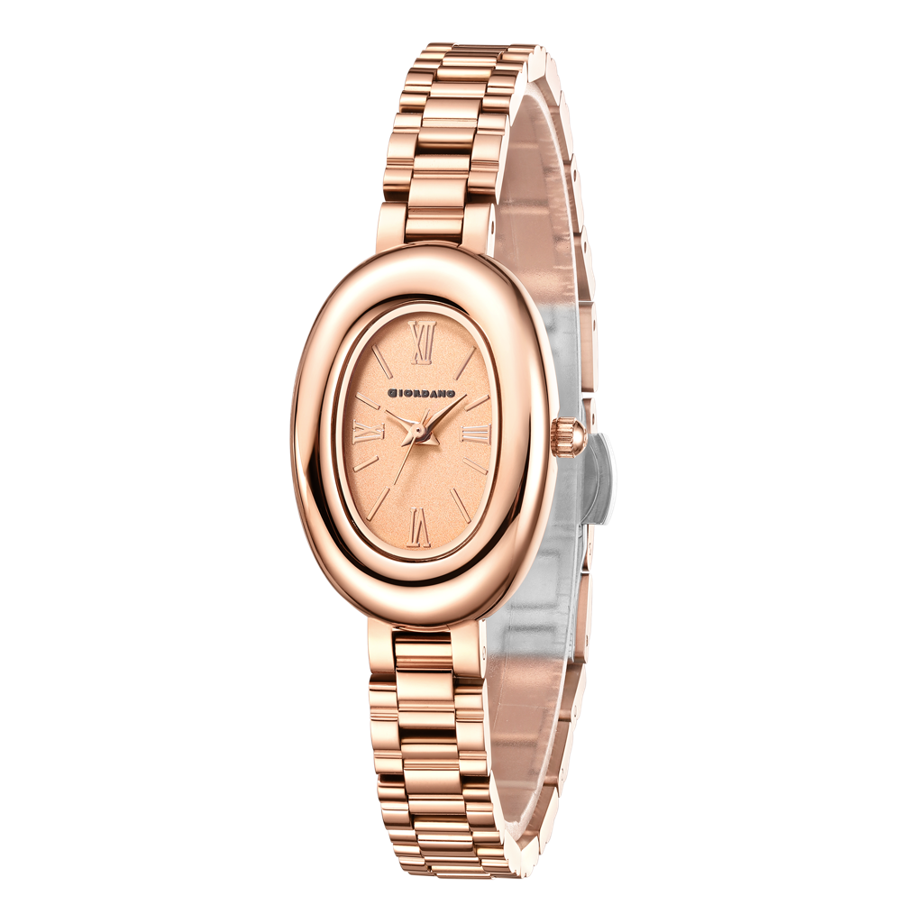 Giordano Oval Shape Dial Watch For Women – Elegant Roman Numerals, Stainless Steel Strap, Sleek Analog Design : GZ-60115-55