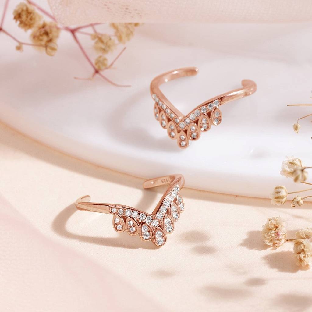 Crown Rose Gold 925 Silver Toe Ring : TOE-10009