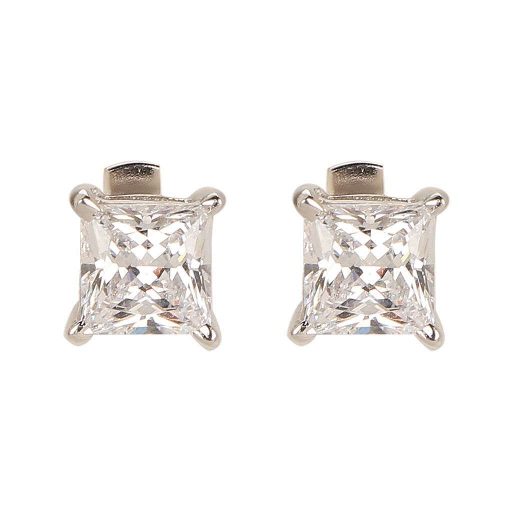 Square Solitaire Earrings : CS27W