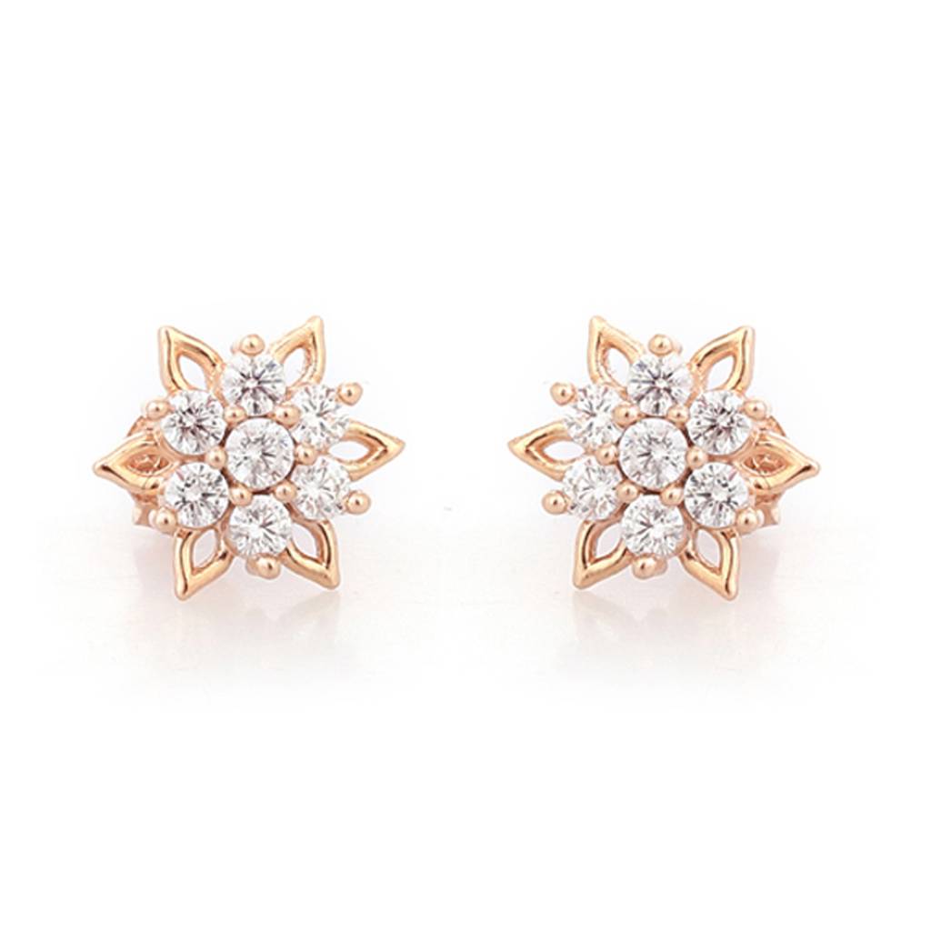 Iski Uski 925 Sterling Silver Floral Cluster Drop Earrings