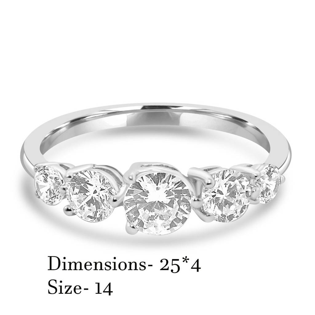 925 Sterling Pure Five Oval Stone Band Silver Ring | Eternity Band Ring : LR1198