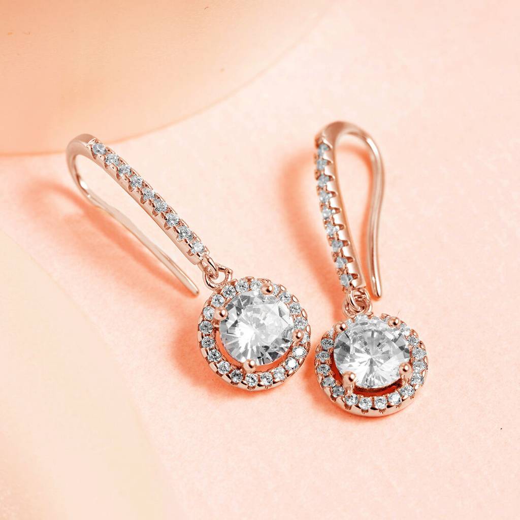 Chic Goddess Rose Gold Fish Hook 925 Silver Earrings : EAR-20066
