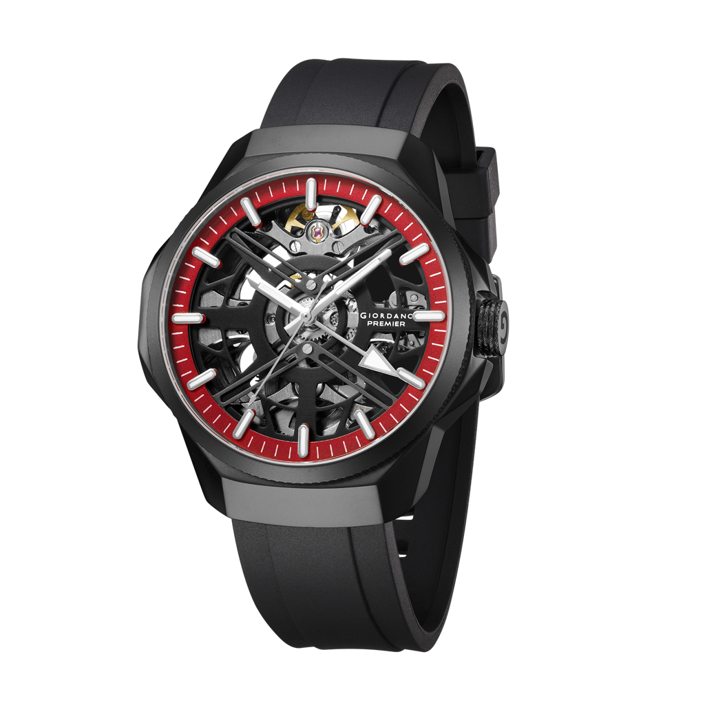 Premier Xapphire Collection Automatic Watch For Men With Round Skeleton Dial, Exposed-Gear Design, Luminous Hand : GZ-50232-02
