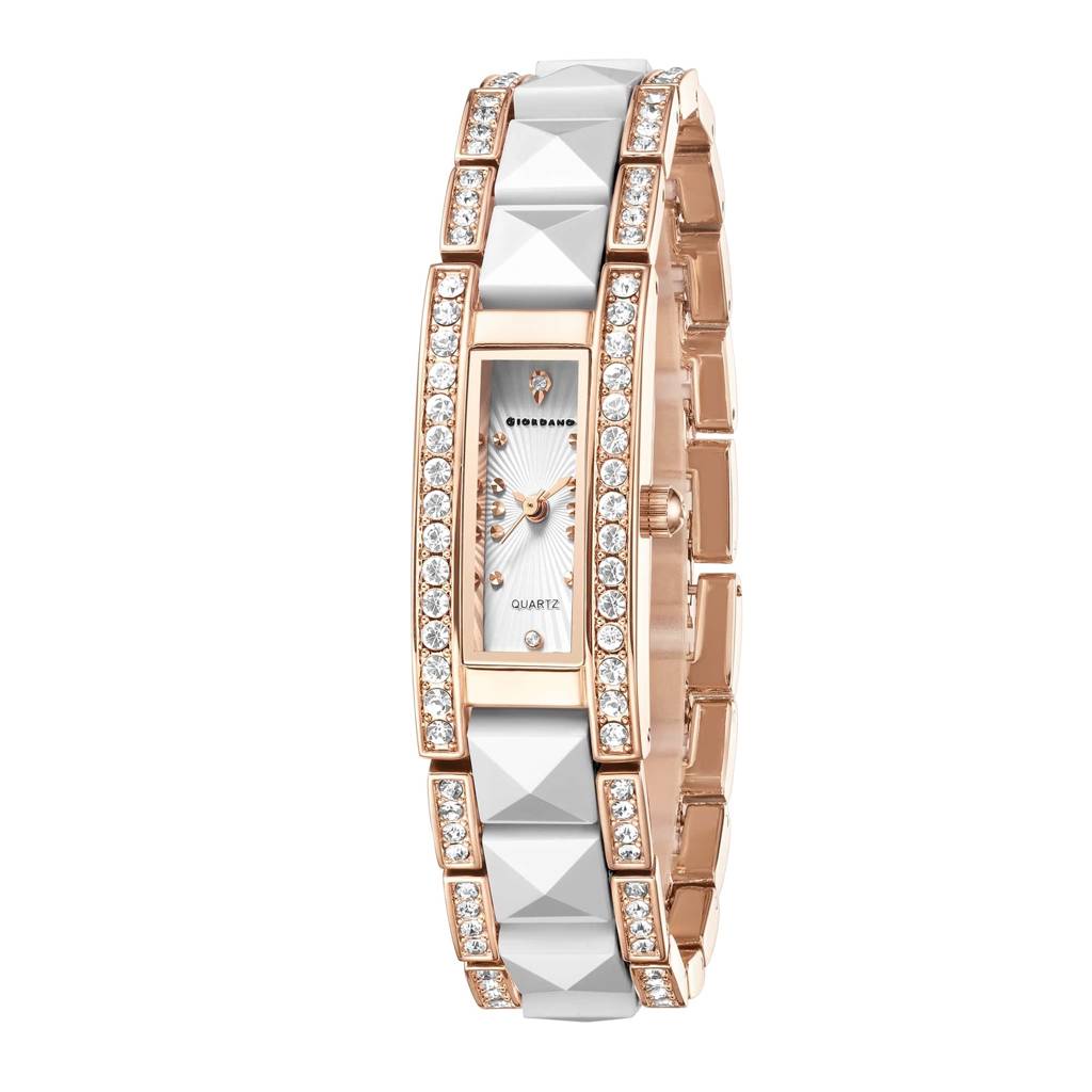 Giordano Luxury Crystal Studded Bracelet Watch For Women - Elegant Rectangular Dial, Quartz Movement And Stainle : GZ-60104-33