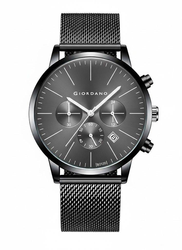 Giordano Formal Chronograph Watch For Men With Round Dial, Mesh Metal Strap, And Date Display : GZ-50183-11