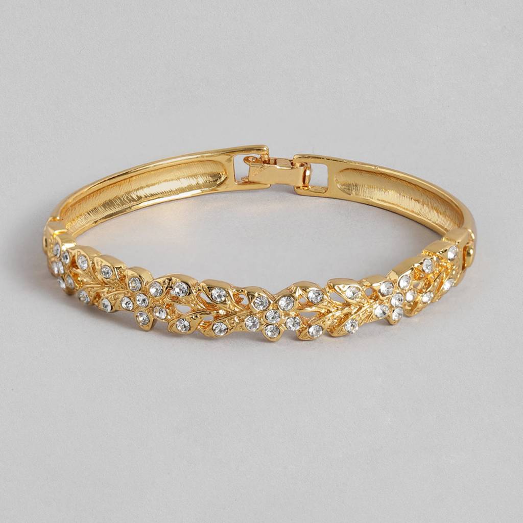 Estele Gold Plated Stunning White Austrian Crystal Studded Kada Bracelet For Girls And Women : 100951BR