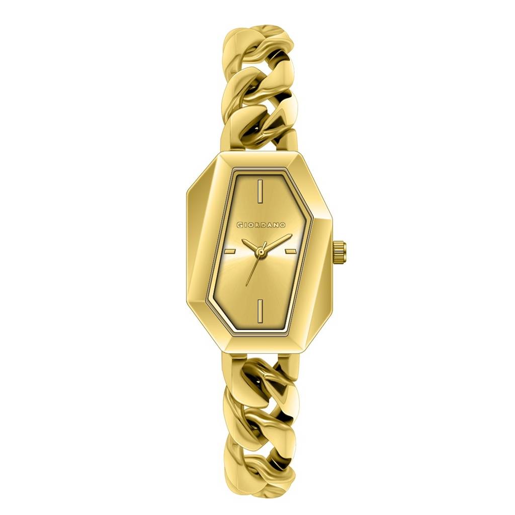 Giordano Stylish Analog Watch For Women Â Hexagon Dial, Trendy Chain Link Stainless Steel Strap, Elegant Dress : GZ-60122-33