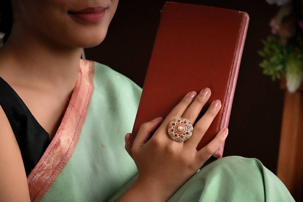 Heera Panna Ornate Ring : HPR01