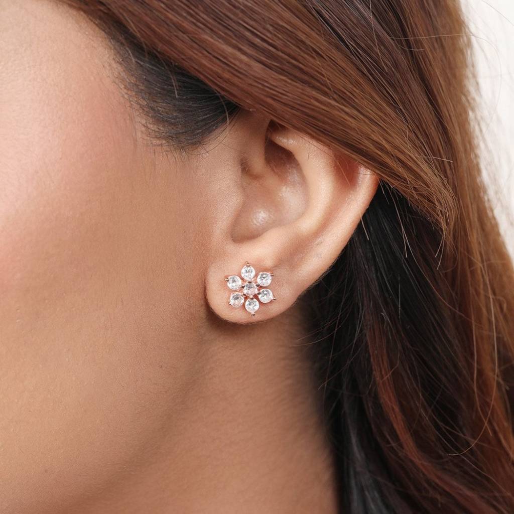 Studded Rose Gold Earrings : EAR-20153