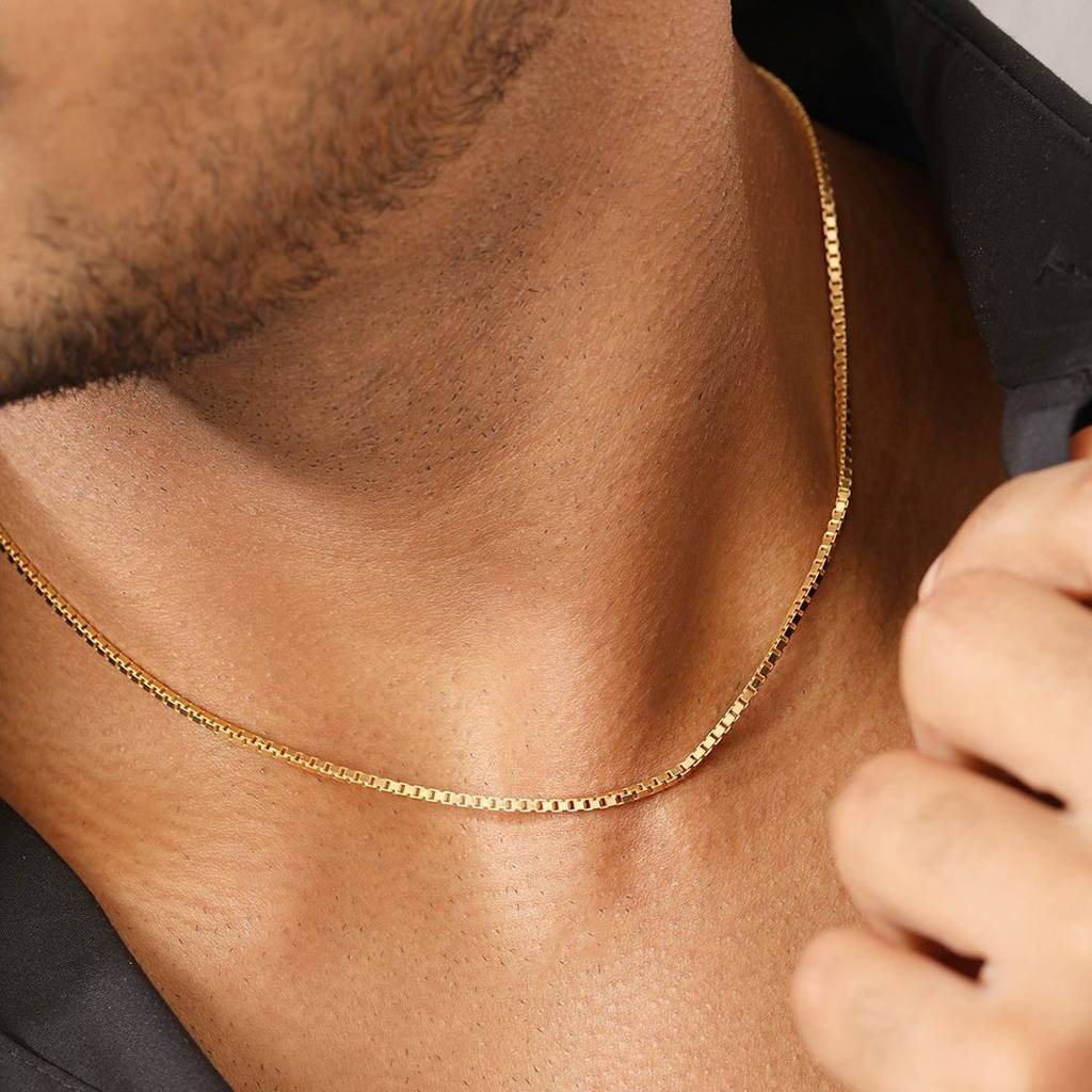Sophisticated Gold Plated 925 Sterling Silver Men'S Box Chain : CH-10052-G