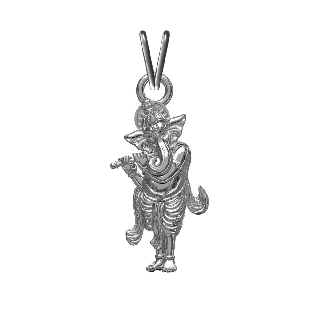 Silver Lord Ganesh Ji Gajanand Vighnaharta Design Pendant : ZLGDP-1049