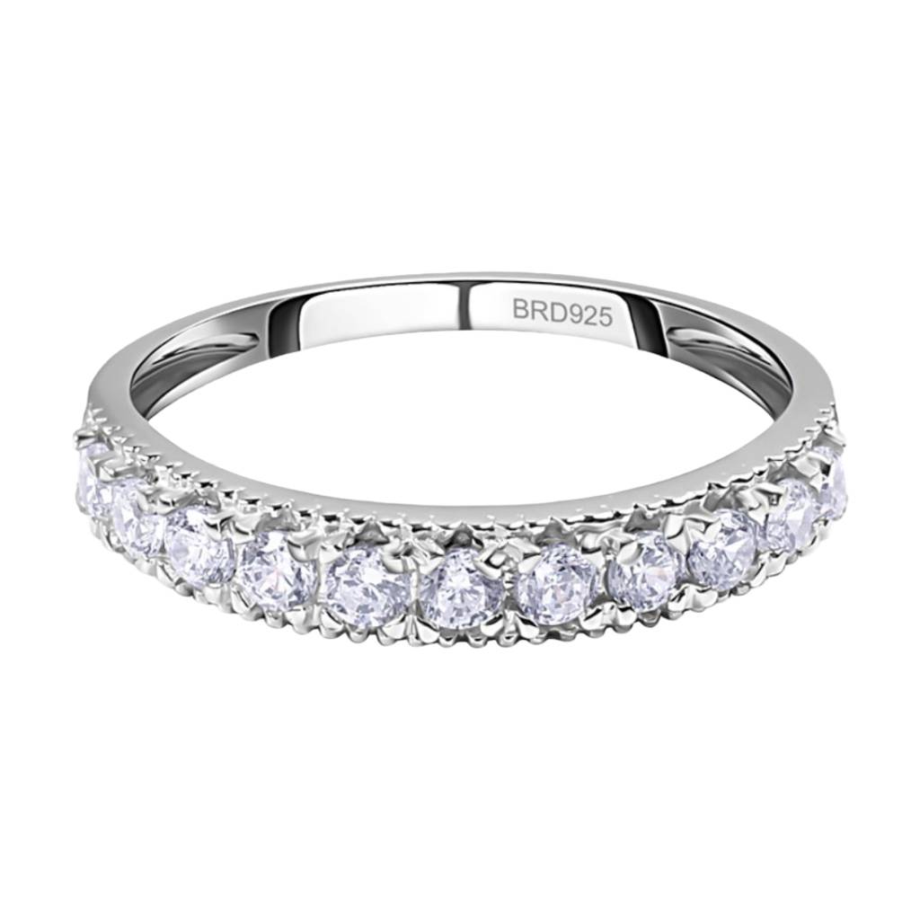 925 Sterling Silver Half Eternity Band Ring : BRDWBRSS