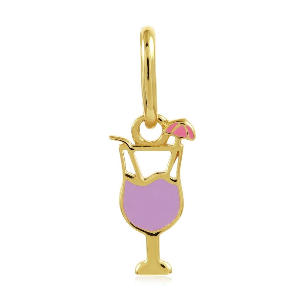 925 Sterling Silver Wine Glass Charm For Women | Jump Ring | Gift For Women And Girls | With Certificate Of Aut : ACC00189-YGP