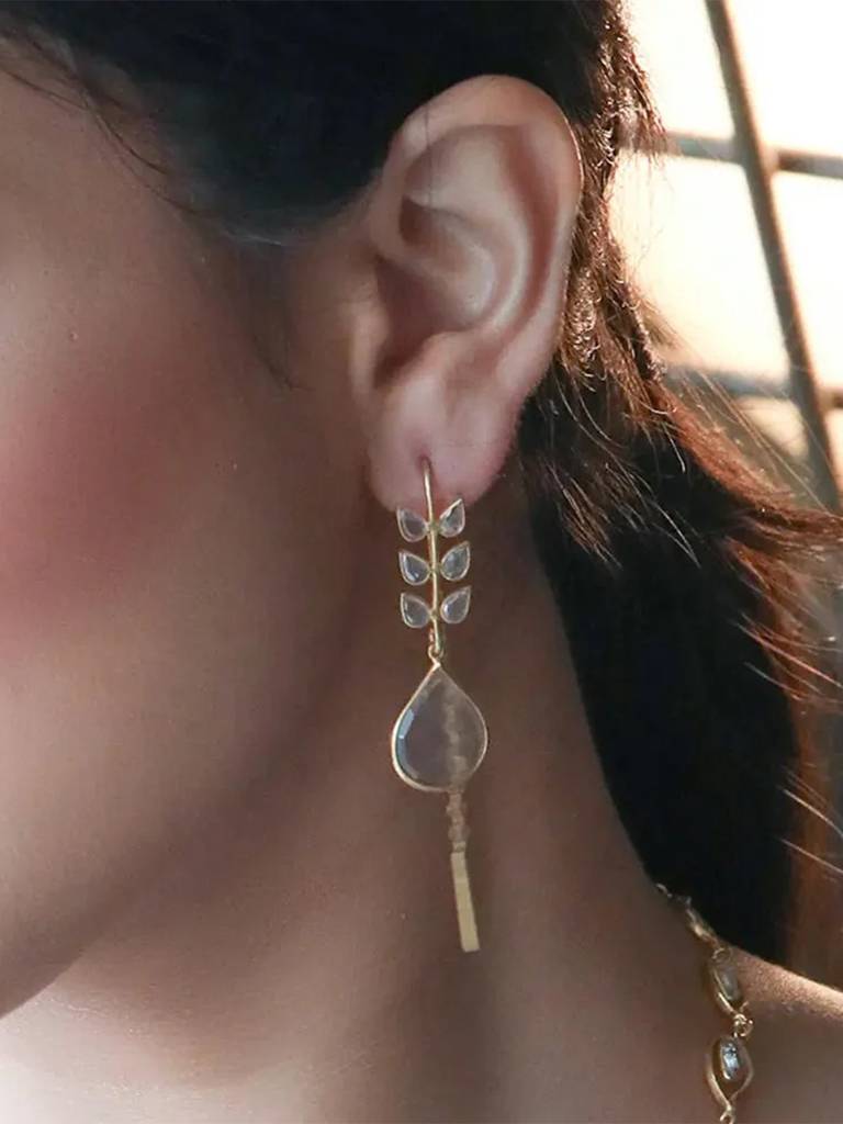 Silver 92.5 Polki Sui Dhaga Earring : U080SG005N0415