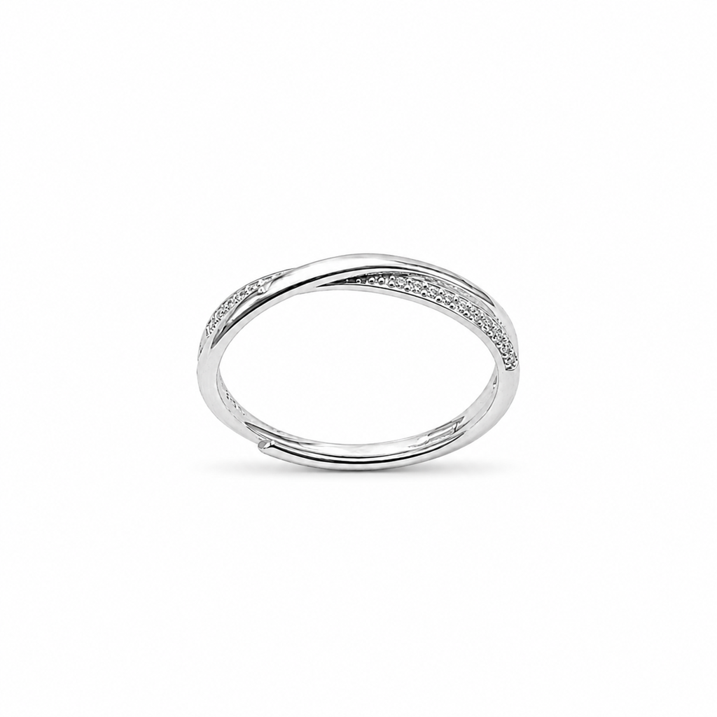 925 Silver Twisted Sparkle Ring : LR23405