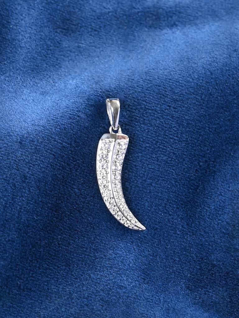 925 Silver Platinum Plated Swiss Zircon Katar Men Pendant Without Chain Gift For Men & Boys : CSMNP27_NOCHAIN