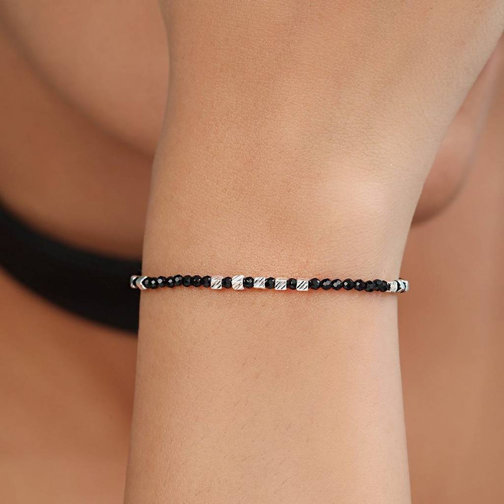 Mystic Beads Rhodium Plated 925 Sterling Silver Bracelet : BR-80442-R