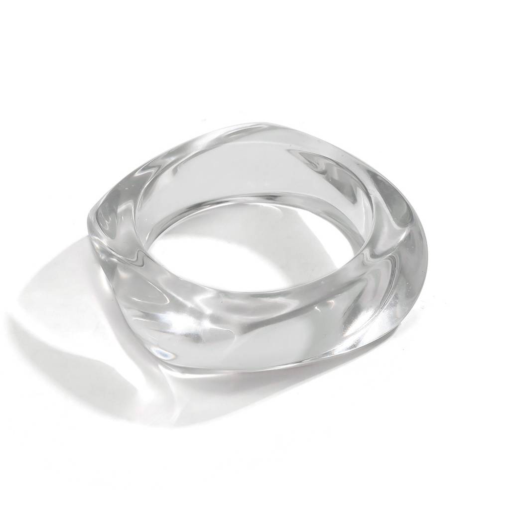 Chunky Wide Edge Rounded Square Polygonal Acrylic Bangle : AMU0125B252TR