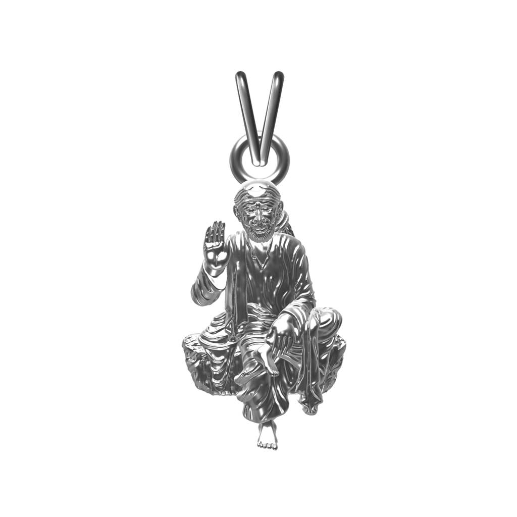 Silver Shirdi Sai Baba Blessing Pendant : ZLGDP-1037